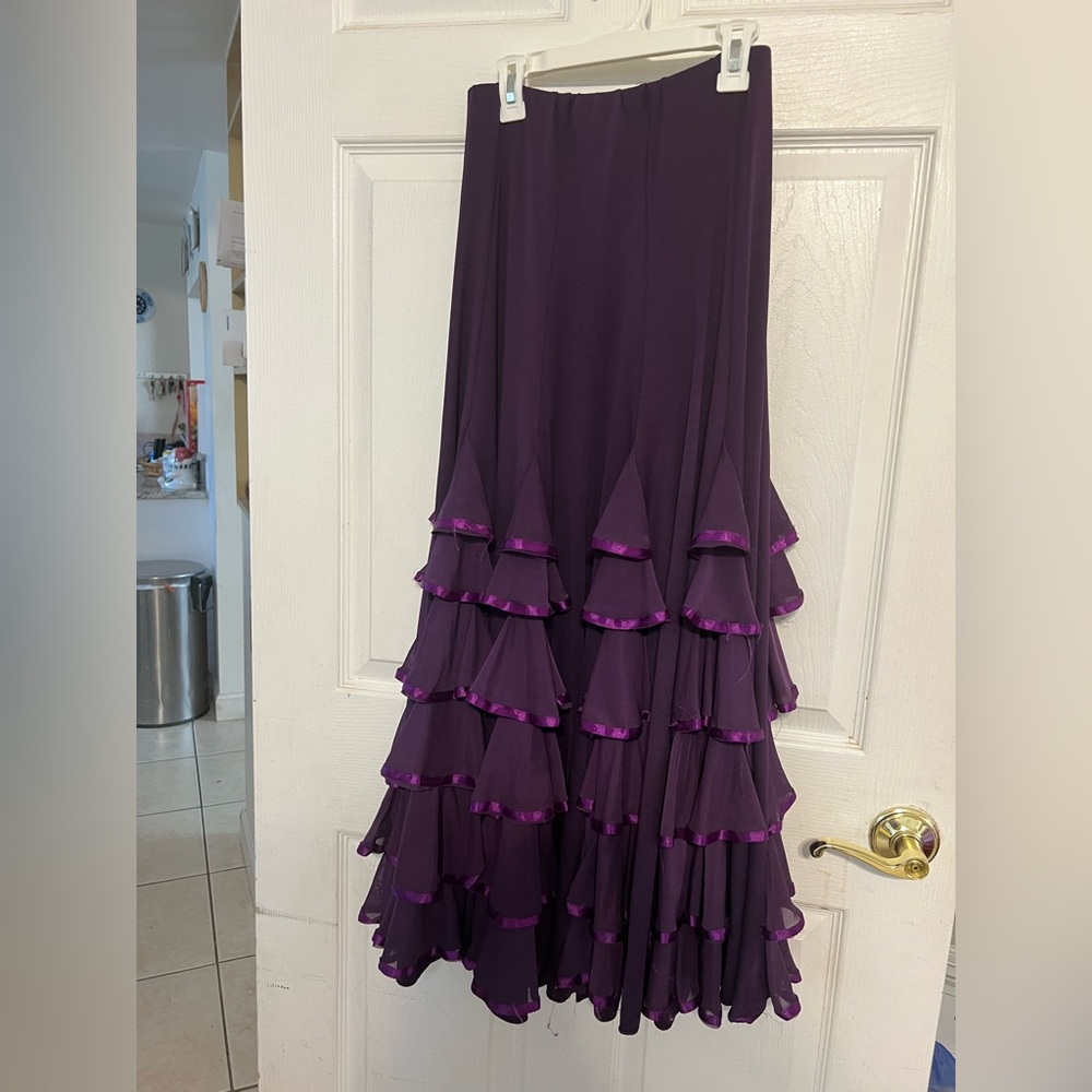 Purple Ruffled Ballroom Skirt